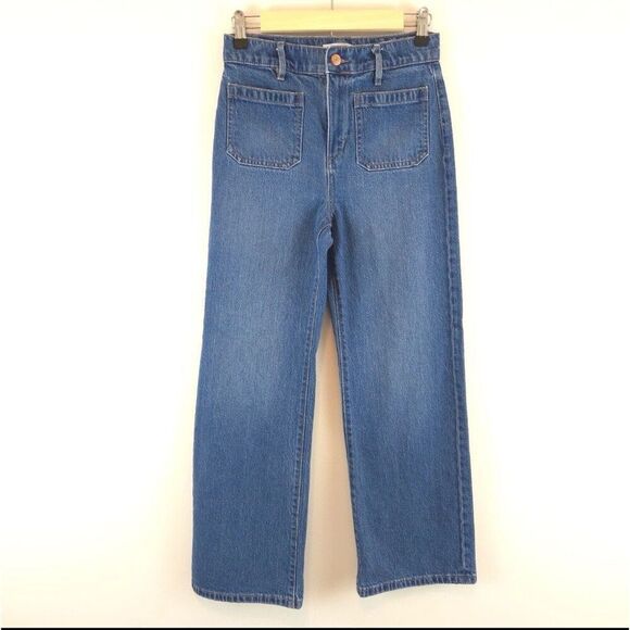 LOFT Women's The Wide Leg Jeans Front Patch Pockets High-Rise Size 27/4P - Picture 1 of 14
